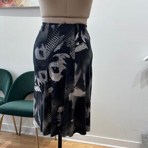 Black & Cream Printed A-Line Midi Skirt